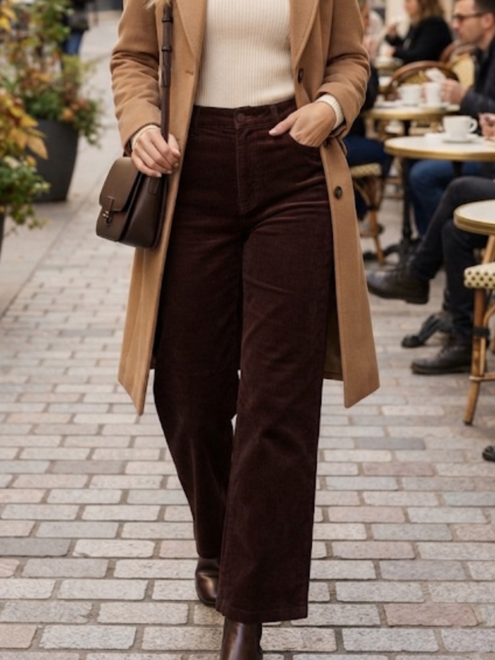 New Wayf Dark Brown Wide-Leg Pants size 4